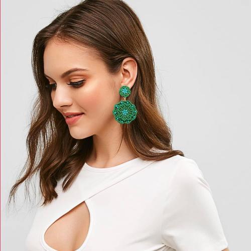 Statement Beaded Drop Earrings for Women Layered Bead Dangle Earrings