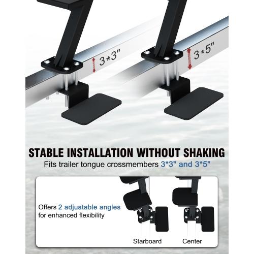 Boat Trailer Steps, Heavy-Duty Trailer Tongue Steps with Safety Grab Handle, Fits 3 x 3 & 3 x 5, 450lbs Capacity (4 Step, Standard Tread)