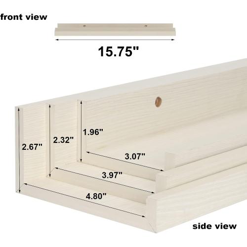 Giftgarden 16 Inch Floating Shelves Wall Mounted, Creamy White Beige Wood-Grain Wooden Ledge Shelf for Bathroom Bedroom Living Room Kitchen Nursery, Set of 3 Different Sizes