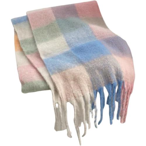 Women's Plaid Winter Scarf Soft Large Wraps Shawl Cold Weather Thick Blanket Scarfs with Fringe