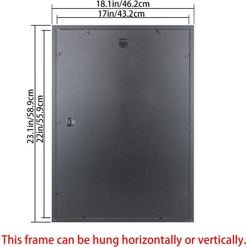 LTYHHK 17x22 Picture Frames Solid Wood with Black Mat, Displays Pictures 15x20 with Mat and 17x22without Mat, 15x20 Poster Frame for Wall 17x22 Photo Frames Family Black (L22B1722B1520)
