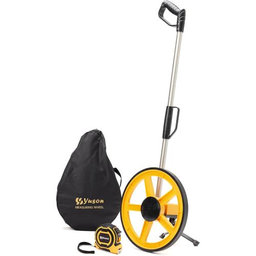 Yellow and Black 12 Inch Measuring Wheel in Feet with Stronger Triangle Bracket, Rolling Measuring Wheel for Construction, Digital Measure Wheel with Tape Measure and Canvas Carrying Bag, Up to 10000 Ft