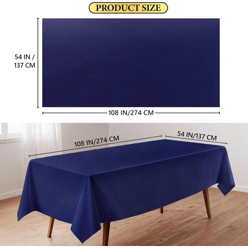 10 Pack Navy Blue Disposable Tablecloth, 54×108 Inches Waterproof Plastic Rectangle Table Cover, Leakproof & Sturdy Table Cloth for Thanksgiving, Veterans Day, Holiday Party Decoration