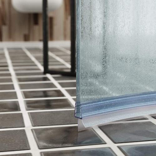 Frameless Shower Door Bottom Seal with Drip Rail 1/2 Thick Glass 33 Long Sweep - Glass Door Seal Strip Stop Shower Leaks