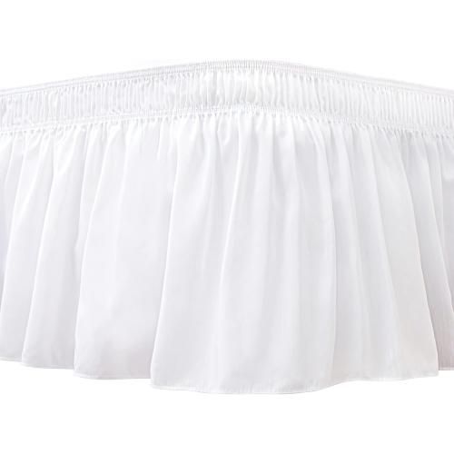 Wrap Around Bed Skirt Full Size Beds 19 Drop-Elastic Dust Ruffle White
