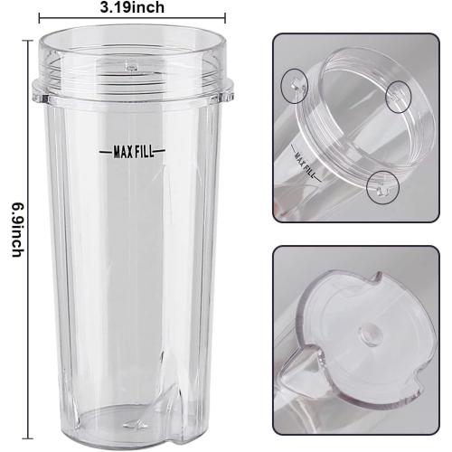 Replacement Parts 16oz Single Serve Cup with Sip&Seal Lid, Compatible with Ninja Blender BL200 30/ BL201 30/BL201C 30/BL203QBK/BL100 (2 Pack)
