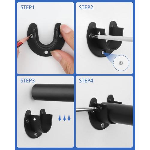 FIRJOY Closet Rods for Hanging Clothes - Heavy Duty, Length Adjustable (Black, 66.5 - 76)