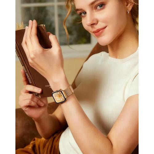 Metal Magnetic Band and Case Compatible with Apple Watch 38mm 40mm 41mm 42mm 44mm 45mm 46mm, Stainless Steel Milanese Mesh Loop Strap with Cover for iWatch Series 11 10 9 8 7 6 5 4 3 2 1 SE