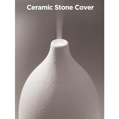 White InnoGear Oil Diffuser, 150ML Ceramic Diffuser for Essential Oils Handcrafted Aromatherapy Diffuser Ultrasonic Cool Mist Humidifier with 2 Mist Modes Waterless Auto Off for Room Office, White
