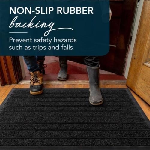 ubdyo Extra Durable Door Mat - Dirt Trapping Outdoor Welcome Mats - Non-Slip Outdoor Indoor Entrance - Low Profile Front Doormat (36 x 24, Bright Black)