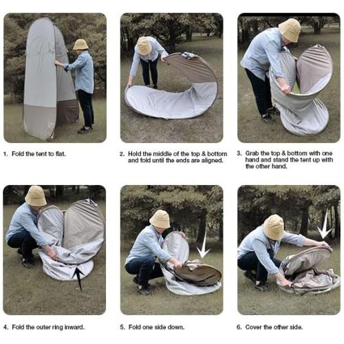 (tan/beige) TRIPTIPS Pop Up Shower Tent with Mesh Window, Portable Toilet Privacy Tent, 6.9 FT, Removable Rain Cover/UPF 50