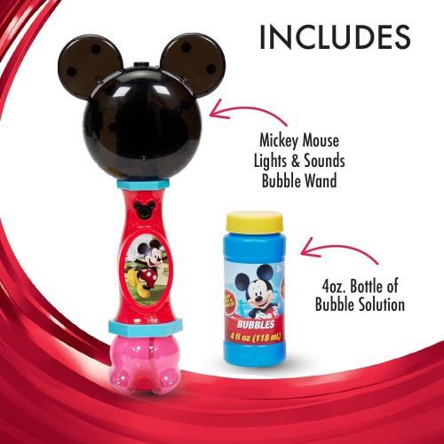 Little Kids Disney Mickey Mouse Light and Sound Musical Bubble Wand, Includes Bubble Solution, Multi (20511)