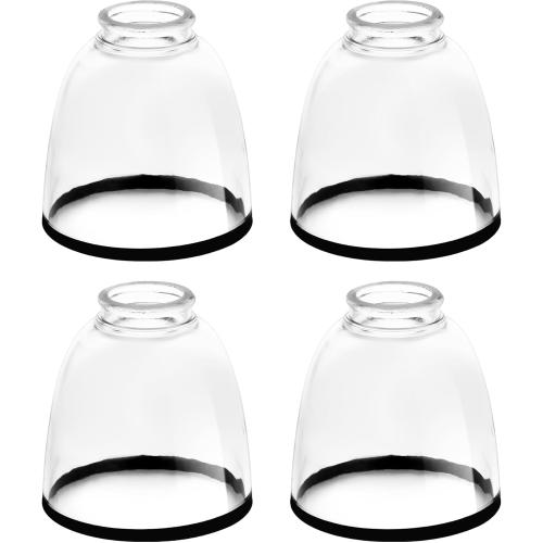 4 Pack Clear Glass Shade Replacements, Bell Shaped Glass Shade Covers with Black Ring, 4.92High, 4.72Diameter, 1.65 Fitter, High Transmittance Globe Lampshade