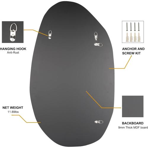 BOMINICA Irregular Wall Mirror Asymmetrical Mirror, Decorative Wall Mirror Golden Wood Framed, Wall Mounted Mirror for Bathroom Living Room Entryway Bedroom Hallway (Gold, 19.5 x 33.5)