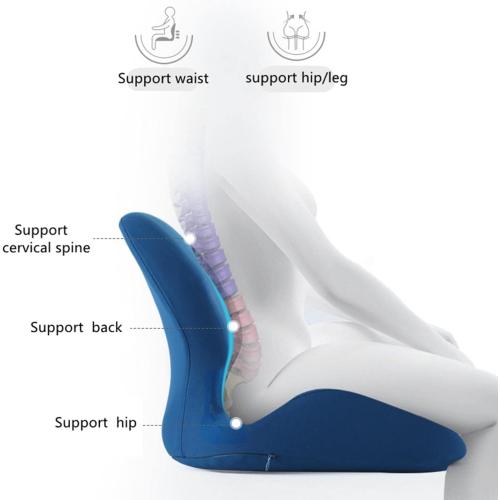 Memory Foam Seat Cushion and Lumbar Support Pillow Set - Orthopedic Coccyx Pad for Office Chair, Car, Truck - Ergonomic Pain Relief for Back, Tailbone, Sciatica - Ideal for Wheelchair and Home Use