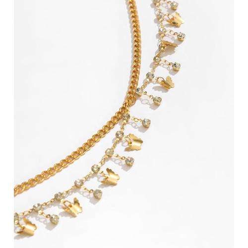 MODRSA Gold Chain Belt - Fashion Waist Chain Belt with Moon, Butterfly Rhinestone & Layered Design
