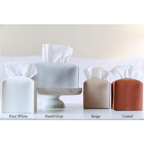 Carrot’s Den PU Leather Tissue Box Cover Holder, Bathroom Decor, Camel | Faux leather square holder fits standard facial tissue boxes. Decorative aesthetic accent for office desk, guest bedroom.
