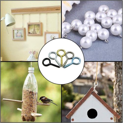 191pcs Screw Eyes Zinc Plated Metal Eye Hook Screw Self Tapping Screws Includes 9 Sizes Color Black