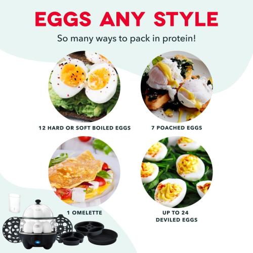Dash Deluxe Egg Cooker - Boiler, Poacher & Steamer - Includes Measuring & Recipe Guide - Dishwasher Safe - Holds 12 Eggs, Black‼️light dirt and incomplete‼️