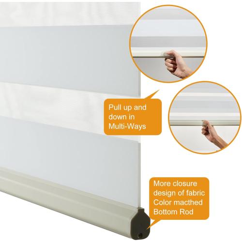 Persilux Cordless Zebra Blinds for Windows Free-Stop Roller Windows Shades (24 W X 72 H, Cream) Dual Layer Light Control for Day and Night, Light Filtering Sheer Shades for Home, Bedroom,