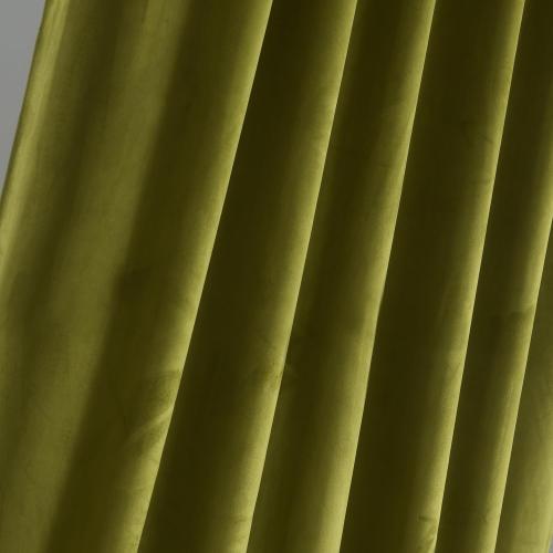 Olive Green Velvet Back Tab Curtains 108 inches Long, Block Light Thermal Insulated Window Drapes Panels for Living Room, W52 x L120, 2 Panels