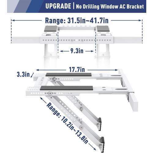 LEOPO No Drilling Window AC Support Bracket, Heavy Duty, Holds Up to 300lbs | Fits Single & Double-Hung Windows, Adjustable Air Conditioner Holder bracket, for 5000-24000 BTU Units