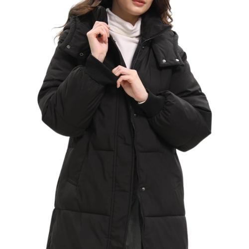 Size Large Color Black Long Puffer Jacket for Women,2024 Thickened Winter Coat Hooded with Deep Pockets, Ladies Warm Winter Jacket