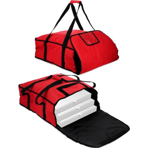 DEAYOU Pizza Warmer Bag, Professional Thermal Food Delivery Bag, Heavy Duty, Moisture Free, 22 x 22 x 8, Red