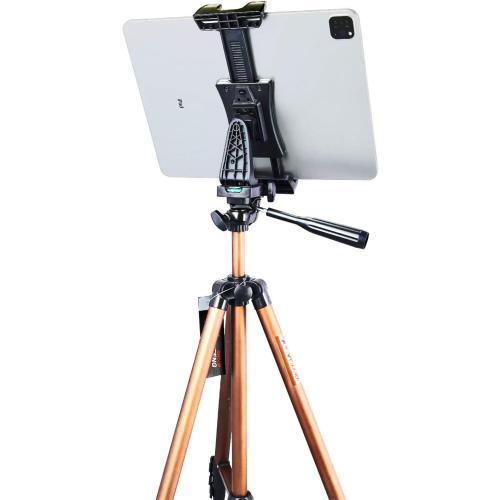 IPad Tripod Mount Adapter 360 Degree Rotatable Universal Tablet Clamp Holder for iPad Pro 12.9 11 10.5, iPad Air Mini, Surface Tab, Galaxy Tab and 3.5 to 13.5in Phone Tablet, for Tripod, Monopod