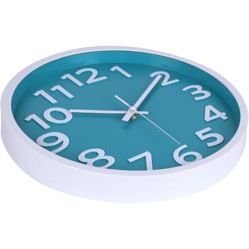 Crosstime Wall Clock Silent Non Ticking Indoor Outdoor Clock Battery Operated Easy to Read Analog Decorative Clocks for Bedroom Office Home Patio Pool Porch Decor,12 Inch Aqua