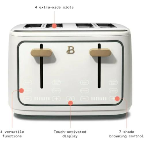 4-Slot Toaster with Touch-Activated Display (White) NEEDS CLEANING