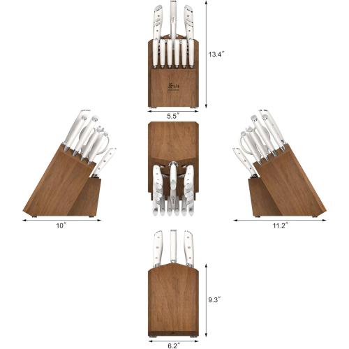 Cangshan Alps Series German Steel Forged 17-Piece Knife Block Set, Acacia (White)