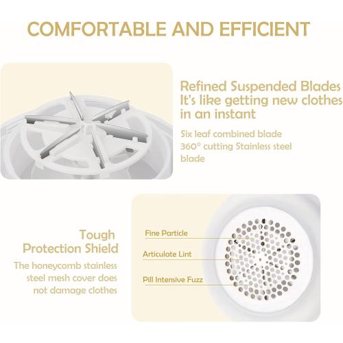 Scienbeauty Fabric Shaver Fuzz Remover Rechargeable, Electric Lint Remover with Light, Sweater Shaver with Stainless Steel 6-Blades, Dual Protection for Fuzz, Lint, Pills, Bobbles Removing
