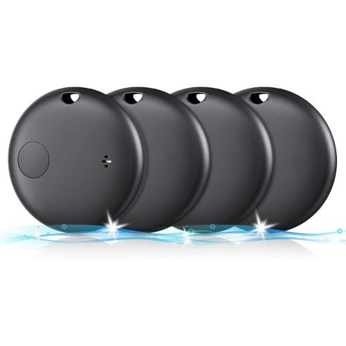4 Pack Bluetooth Tracker, Works with Apple Find My (iOS Only, Not for Android), Smart Item Finder with Loud Sound, Key Finder Air Tracker Tags, Tracker Tag Locator for Keys, Luggage, Satchel (Black)