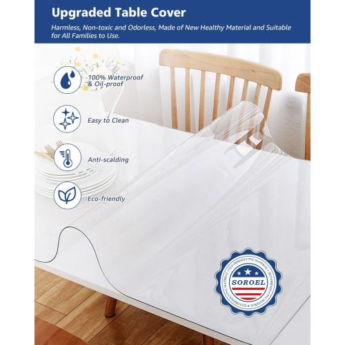 Size 8X48 Inch Clear PVC Table Cover 1.5mm Thick Crystal Table Topper Protector Rectangular Vinyl Plastic Desk Pad Transparent Tablecloth for Side End Table Night Stand Dresser