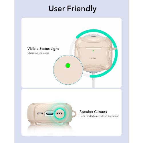ESR for AirPods 4 Case, Compatible with AirPods 4th Generation Case (2024), Compatible with MagSafe, Powerful Drop Protection, Magnetic Lid, Cyber Series, Desert Titanium
