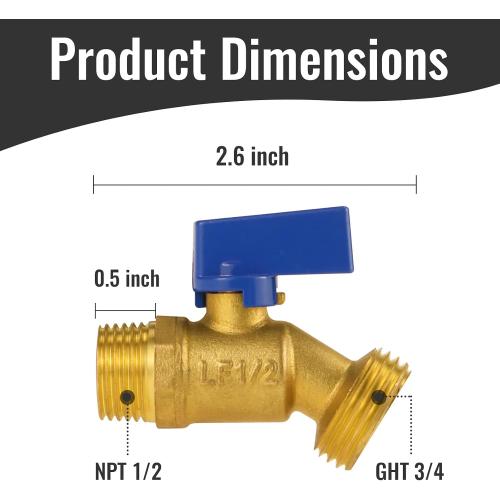 Angry Pony NPT1/2 x GHT 3/4 Brass Rain Barrel Spigot Kit, Outdoor Faucet with Bulkhead Fitting for Water Bucket,Hose Bib,Rainwater Barrel