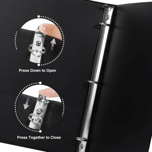 CIXILDTS 0.5-inch Round Ring Binder, Durable 1/2 3 Ring Binder Fit Letter Size Paper, Black, 24-Pack