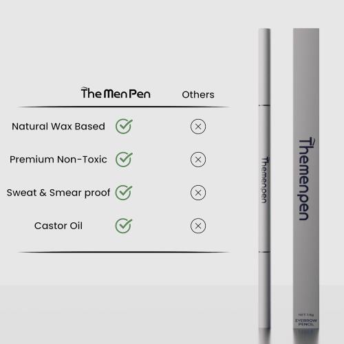 The Men Pen - Waterproof Eyebrow Pen | Beard Filler for Men | Microblading Eyebrow Pen | Hair Filler | Anti-Smudge | Mustache, Beard & Eyebrow Filler | Black