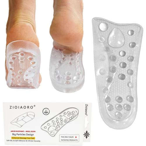 2025 New Gel Arch Support Heel Cup, Elastic Big Particle Enhanced Massage, Relieve Plantar Fasciitis&Achilles Tendonitis, Self-Adhesive Heel Pad, Shock Absorption for Sneaker Work Boot