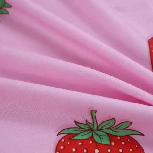 SDY 4PCS Strawberry Bedding Sheets,Queen Size Red and Pink Strawberry Print Sheet Set with 1 Kawaii Top Flat Sheet   1 Deep Pocket Fitted Sheet   2 Pillowcases for Teen Girls