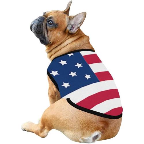 4th of July Vest for Dog American Flag Clothes Small Large Dog Apparel Pet Supplies Shirts (Small, DLR02)