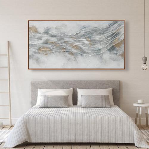Abstract Wall Art Framed Home Artwork Decor Simple Modern Art Pieces With Gold And Gray Textures Modern Minimalist Canvas Painting Living Room Decor For Bedroom Office Wall Decor 24X 48