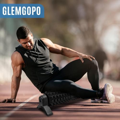 Trigger Point Foam Roller with Stand, 18 Inch Medium Density Foam Roller Long Yoga Roller Foam Exercise Roller for Physical Therapy, Muscles Deep Tissue, Pilates, Back Pain and Muscle Recovery (Black)