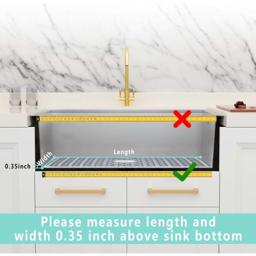 AWOKE Silicone Sink Protectors for Kitchen Sink, 26''x 14'' Folding Non-slip Sink Mat Grid, for Bottom of Farmhouse Stainless Steel Porcelain Sink with Rear Drain (Grey)