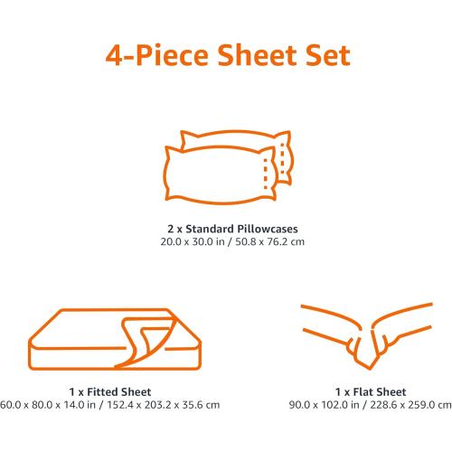 Amazon Basics Lightweight Super Soft Easy Care Microfiber 4-Piece Bed Sheet Set with 14-Inch Deep Pockets, Luxury Bedding, Queen, Blush Pink, Solid