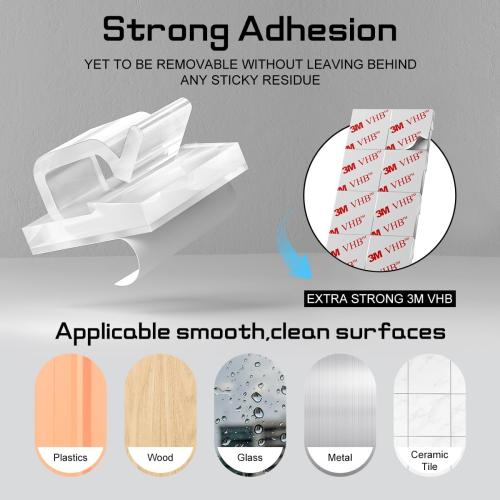 60Pcs Christmas Light Clips, Hooks for Outdoor String Lights Clips, Adhesive Cord Organizer Hooks, Sticky Wire Holder for Hanging Christmas Lights, Wall Cable, Fairy Lights (Clear, Medium)