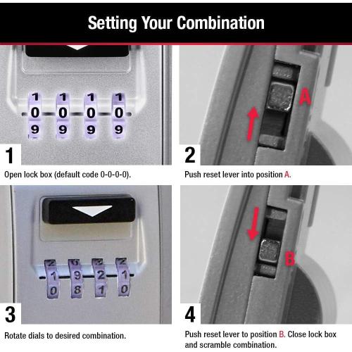 Master Lock 5425D Set Your Own Combination Wall Mount Lock Box with Light Up Dials, 6 Key Capacity, Black