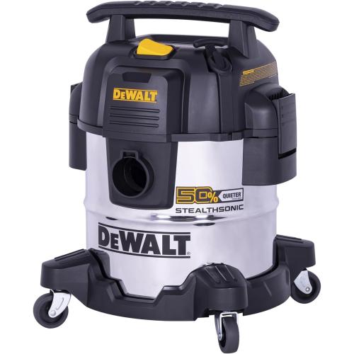 DEWALT 5 Gallon STEALTHSONIC Shop Vacuum Wet and Dry, Powerful Suction & Portable Shop Vac with Attachments, Ultra Quiet Wet Dry Vacuum for Home, Garage, Car, Workshop, Jobsite, DXV05S-QT, 4 Peak HP