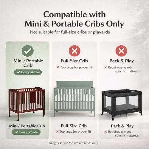 Dream On Me Holly 2-in-1 Mini & Portable Crib Mattress  Dual Sided, Vinyl Waterproof Cover, 3” Fiber Core, GREENGUARD Gold Certified, Fits Standard Portable and Mini-Cribs
